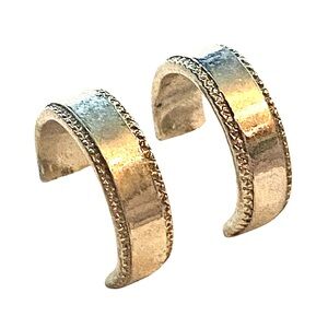 Vintage Small Gold hoop Earrings Etched